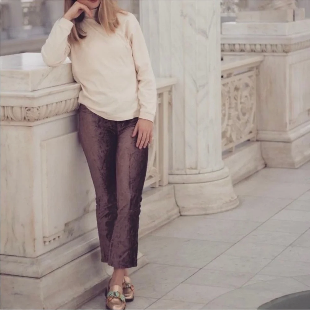 Free People Velvet Crop Flare Pants / Jeans Size 26